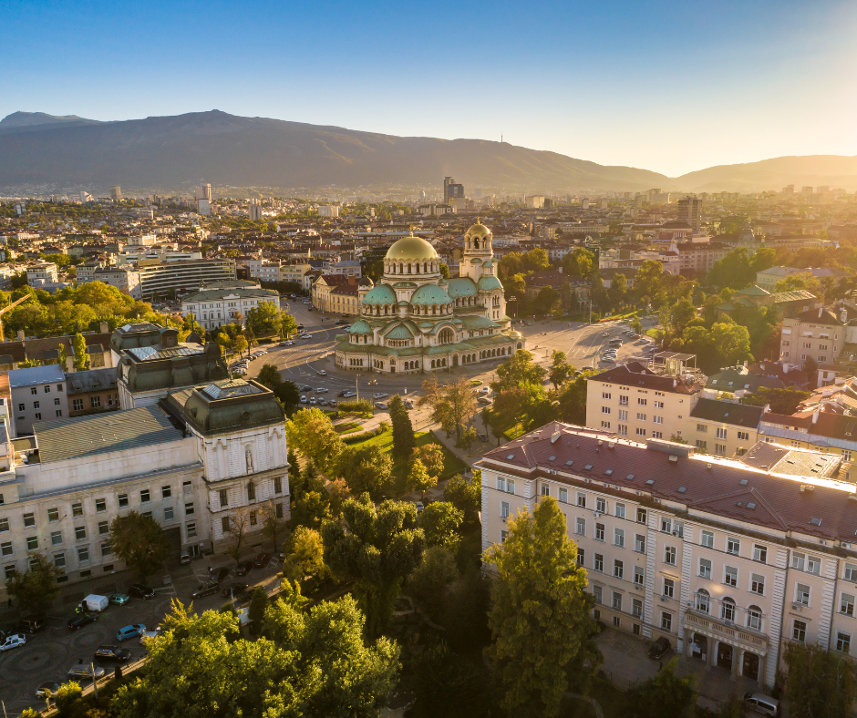 Town center of Sofia, Bulgaria.