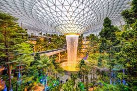 Changi Airport water feature.