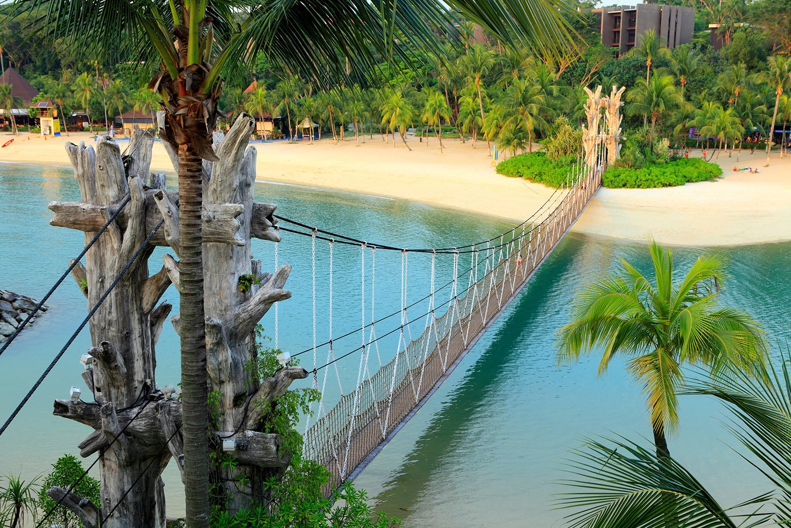 Sandy beaches on Sentosa Island.